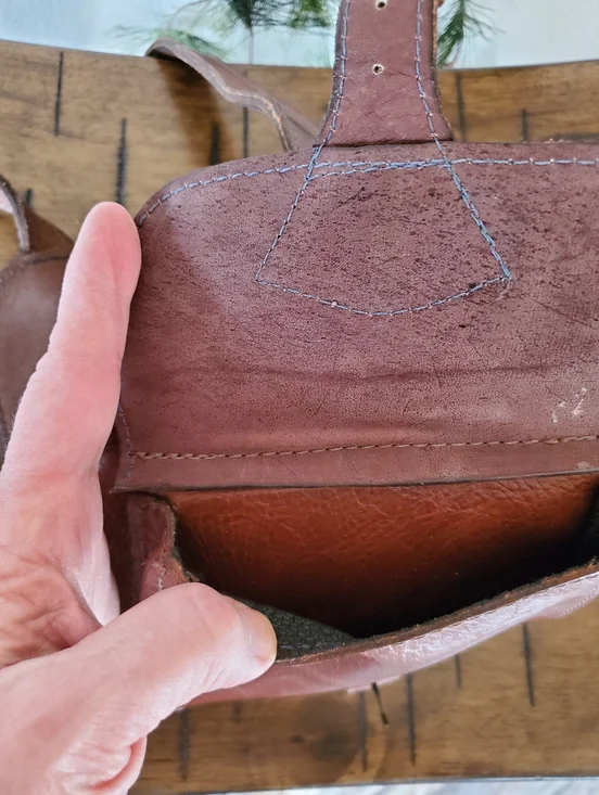 Vintage Handmade Full Grain Leather Messenger Crossbody Bag Satchel Brown - Picture 6 of 15